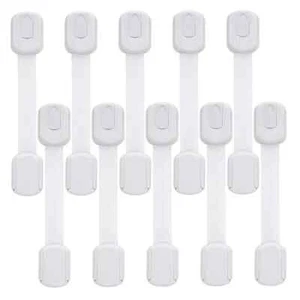10er Pack Kindersicherung Schrankschlösser Schwerlast Schubladenschlösser Babyfest Riegel Zug - Bild 1 von 6