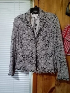 Jones New York Collection Women's Black & White Floral Sz 16 Blazer - Picture 1 of 6