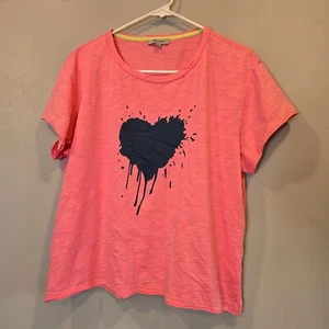 Lisa Todd Shirt Short Sleeve Womens Large Pink Blue Heart Splash Heartbreaker - Picture 1 of 6