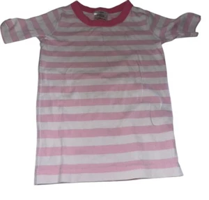 Hanna Andersson Girls Pajama Top Sz 120 Or 6-7 Pink White Stripe Organic Cotton - Picture 1 of 5
