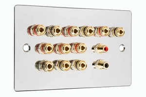 6.2 Lautsprecher Audio poliert Chrom flache Wand Abdeckplatte nicht löten - Bild 1 von 8