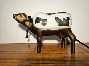 VINTAGE COW NIGHT LIGHT/LAMP CAST METAL AND GLASS ELECTRIC - Picture 1 of 17