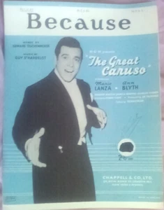 B crate 1 X SHEET MUSIC BECAUSE THE GREAT CARUSO 5 PAGES - Picture 1 of 1