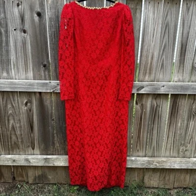 VTG Handmade Castlecore Renaissance Medieval Red Lace Maxi W/Cape Tail Sz X|SM - Image 1 of 4