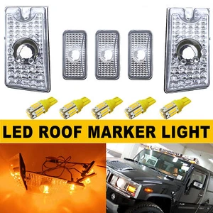 5x Clear Roof Cab Marker light W/ Amber Bulbs Assembly for Hummer H2 2003-2009 - Picture 1 of 9