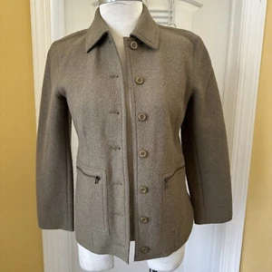 Vintage Talbots Green Pea Coat Petite Alpaca Blend Lightweight Jacket Wool - Picture 1 of 10
