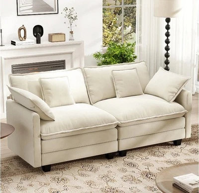 Loveseat Sectional Couch Set 2 Seat L Shaped Modular Sofa Small Living Room - Image 1 of 2