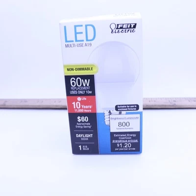 (1-Pk) Feit Electric A19 LED Bulb 8.5W A800/850/10KLED - Image 1 of 4