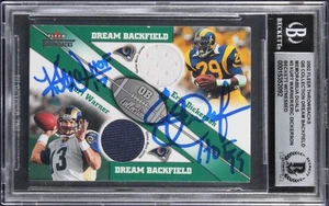 Kurt Warner & Eric Dickerson Signed 2002 Fleer TB QB #3 Card Auto 10! BAS Slab - Picture 1 of 2