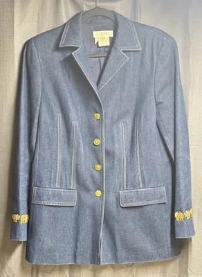  Blazer vaquero vintage Escada by Margaretha Ley Italia botones dorados elefantes Foto 1 de 4