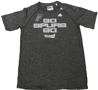 New San Antonio Go Spurs Go Playoffs Mens Sizes M-XL Adidas Gray Climalite Shirt - Image 1 of 4