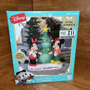 Disney Gemmy 6 pies Mickey & Minnie escena de Navidad inflable soplado por aire - Imagen 1 de 9