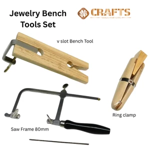 Jewelry Making Set Bench Pin Saw Frame Ring Clamp & Saw Blades Jewellers Kit - Picture 1 of 8