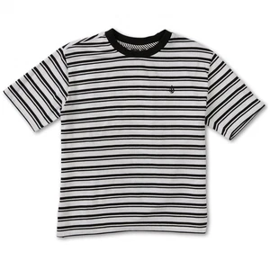 Volcom Party Pack Black White Stripe Short Sleeve T-Shirt Girls Size Medium 8 10 - Picture 1 of 4