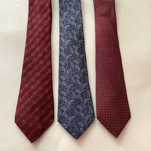 HERMES Tie Lot Of 3 100% Silk Necktie Men’s Multicolor Print France - Picture 1 of 6