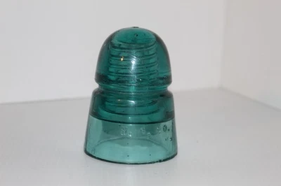 H.G. CO Green Aqua Glass Insulator Beehive Style - Image 1 of 4