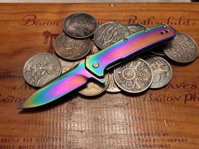 Kershaw Outcome Framelock A/O Rainbow Folding 8Cr13MoV Pocket Knife 2044RBW - Image 1 of 4