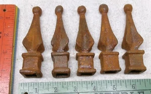 * Vintage - CAST IRON - FINIAL - Fence Toppers - LOT of FIVE (5) - rust- UNUSED - Picture 1 of 3