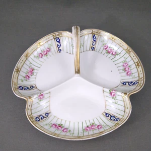 Blaues Ahornblatt Nippon antikes Japan ~ dreiteilige Servierschale mit Griff - Bild 1 von 12