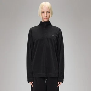 NWT Rains Minimal Black Fleece Half Zip Pullover Jacket Women's Small MSRP $90 - Picture 1 of 6