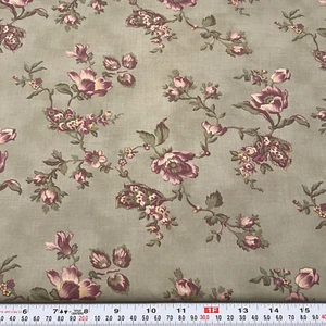Purple Florals on Green Moda By Robyn Pandolph Cotton Fabric by the Half Yard - Picture 1 of 2