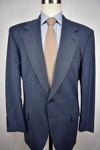 1976-1994 Evan Picone Medium Blue Striped Wool Two Button Two Piece Suit Sz: 44R