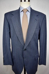 1976-1994 Evan Picone Medium Blue Striped Wool Two Button Two Piece Suit Sz: 44R - Picture 1 of 13