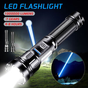 2000000 Lumens LED Flashlight Tactical Light Super Bright Torch USB Rechargeable