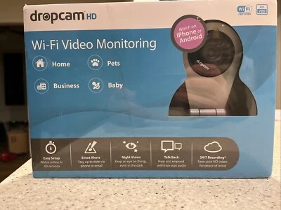 NEW!DropcamWi-Fi/Cloud Wireless Video Monitoring Camw/Night Vis/2-Way Audio - Image 1 of 4