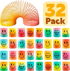 32-Pack Colorful Smiley Face Springs – Fun Party Favors & Stress Relief Toys - Picture 1 of 8
