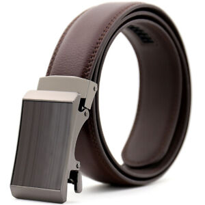 Trend Men's Real Leather Belt Automatic Buckle Belt Ratchet Strap Gift Jeans