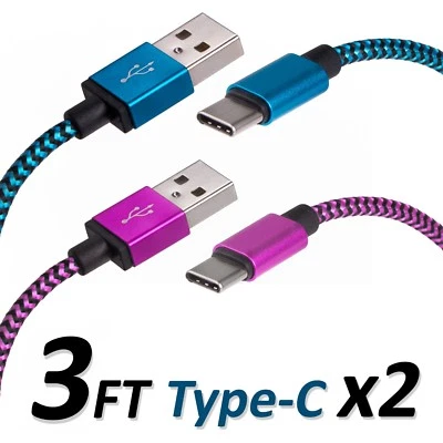 3 FT Type C USB Charger Data Cable For Android Device Type-C High Quality 2 Sets - Image 1 of 2