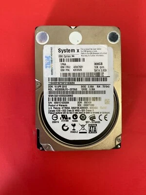 IBM 300GB 10K RPM SATA 2.5 INCH SMALL FORM FACTOR SFF 3GB/S HARD DRIVE 43W7681 - Image 1 of 2