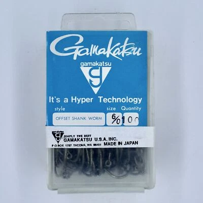 Gamakatsu Off Set Shank Worm Brass Fishing Hooks 07116-100 Size 6/0 100 Pack - Image 1 of 2