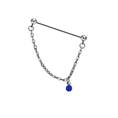 14G Ear Industrial Barbell Resin Dangling with chain and 5mm Press Fit Gems Ball - Image 1 of 4