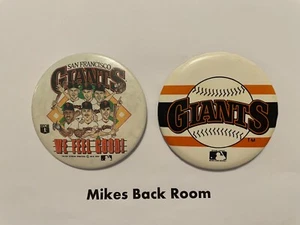 Vintage 1980s MLB SAN FRANCISCO GIANTS 3" BUTTON PIN 1989 *WE FEEL GOOD* 2 PACK - Picture 1 of 4