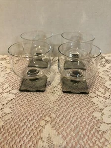 4 Federal Glass Sherbet Glasses Nordic Midnight Smoke Square Base Stemware MCM - Picture 1 of 7