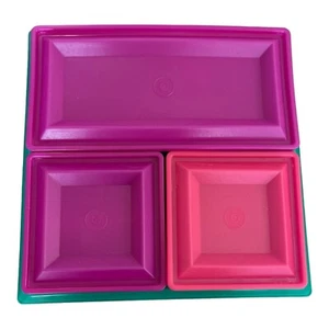 Tupperware Aqua/Raspberry Get Togethers Buffet Tray w/ Rectangle, Square Servers - Picture 1 of 4