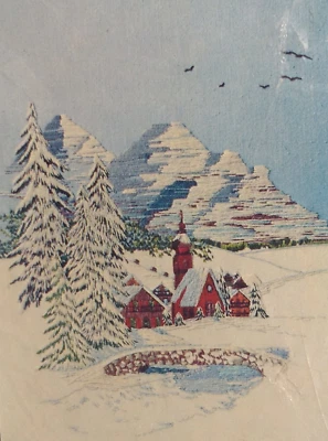 Alpine Village 1974 Paragon 0912 Crewel Stitchery  18 X 24 inch Georgia Ball New - Image 1 of 4