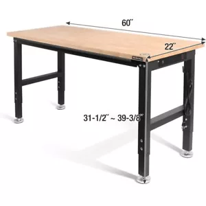 Workpro 60" Workbench Adjustable Height Work Table 2000LBS Load Rubber Wood Top - Picture 1 of 14