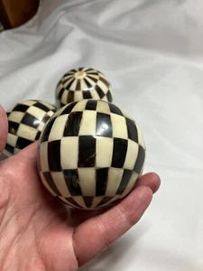 Mackenzie Style Farmhouse Black and Ivory Checked Balls (3) - Picture 1 of 10