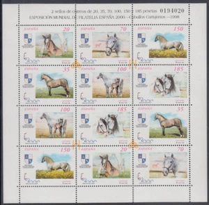 ESPAÑA Sc #2977a-f.1 CPL MNH HOJA de 2 BLOQUES de 6, CABALLOS CARTUJOS - Imagen 1 de 1