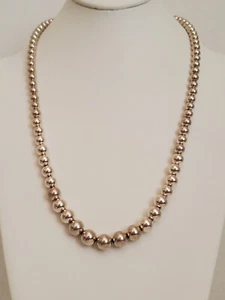 Sterling Silver Classic Graduated Ball Bead Design Necklace - 24 1/2" - 46 Grams - Picture 1 of 13
