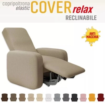 Copripoltrona ELASTICIZZATO RECLINABILE 1 posto CON MOVIMENTO RELAX TINTA UNITA. - Immagine 1 di 4