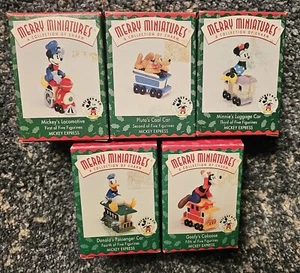 Hallmark 1998 Merry Miniatures COMPLETE SET MICKEY EXPRESS TRAIN FIGURINES  - Picture 1 of 8