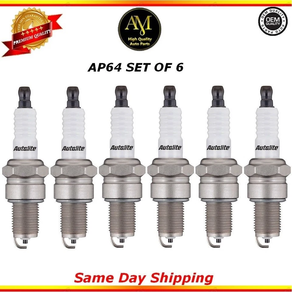 Platinum Spark Plugs AP64 Set of 6 For 92/04 Mitsubishi Dodge Geo Kia Volvo 3.0L - Image 1 of 1