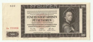 1942 Czechosslowakia 500 Kronen - SPECIMEN in finest Quality - Picture 1 of 2