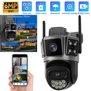 Three Lens IP Camera Wireless WIFI CCTV HD PTZ Smart Home Security Cam Outdoor - Picture 1 of 18