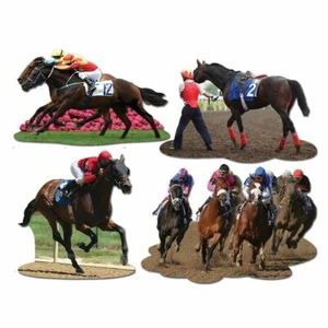 RACE NIGHT PACK 4 RACE HORSE CUTOUTS DERBY DAY STYLE PARTY DECORATION - Picture 1 of 1