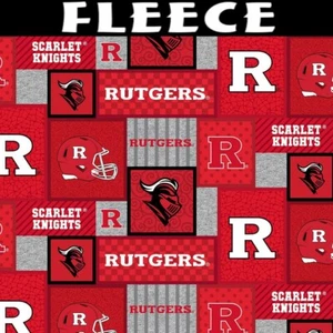 NCAA Rutgers University Patch Fleece RUTL-1177 Fabric by the Yard - Picture 1 of 2